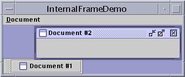 InternalFrameDemo has multiple internal frames, managed by a desktop pane